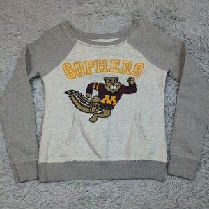 Minnesota Golden Gophers Sweatshirt Womens S Gray University Logo Pocket Retro
